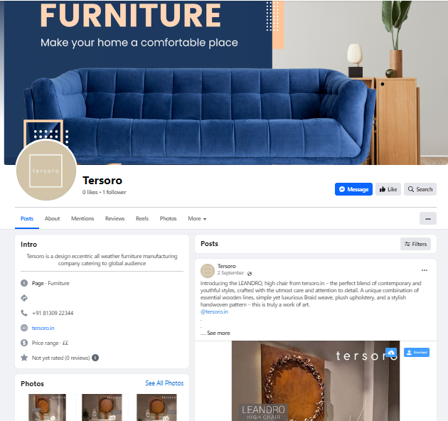 Furniture Company Social Media Marketing